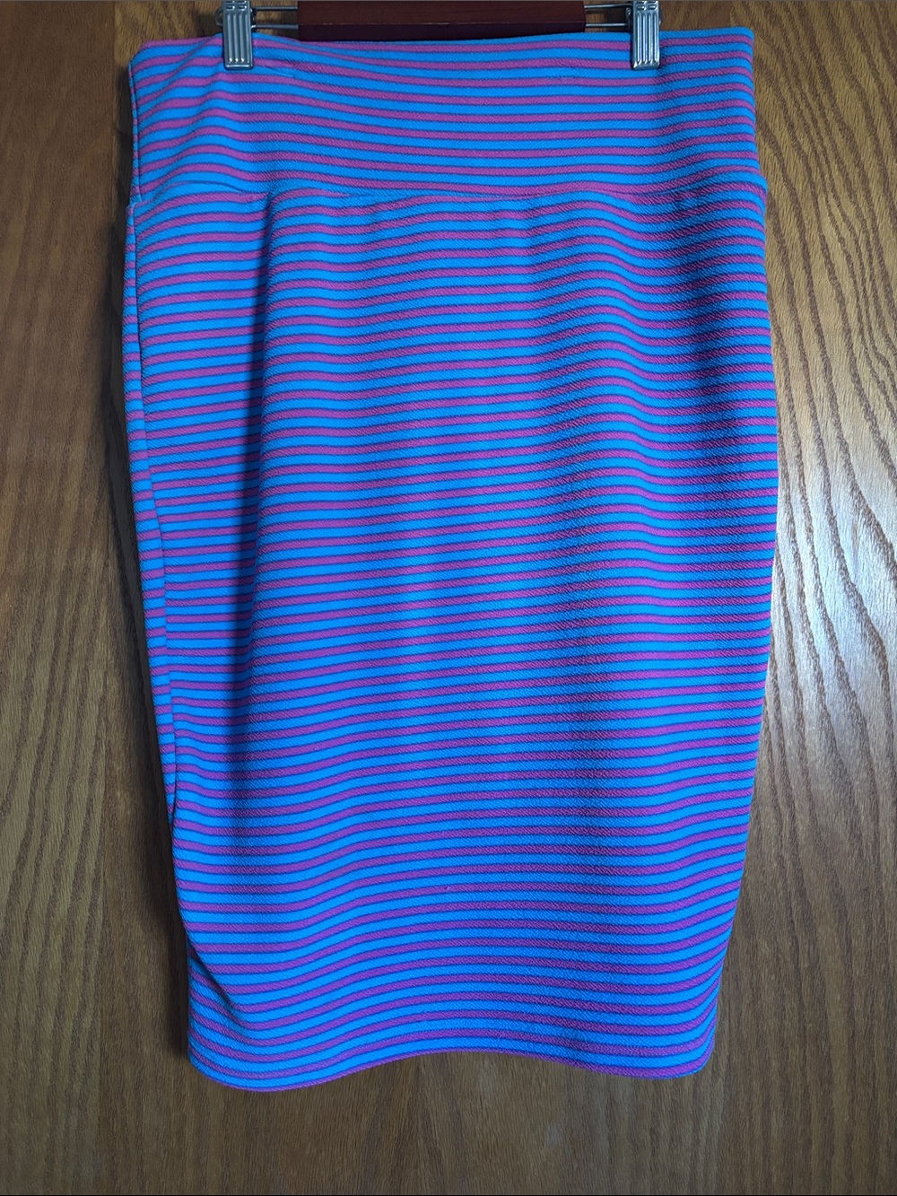 LuLaRoe Blue and Pink Striped Pencil Skirt